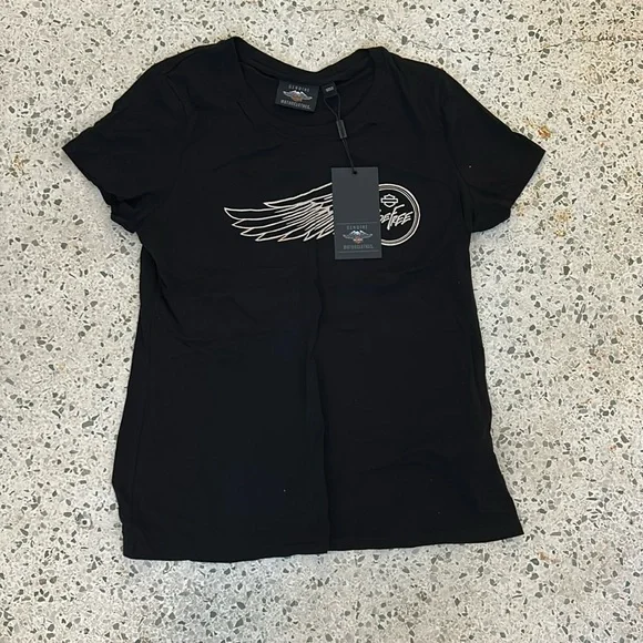 HALREY DAVIDSON Women’s Black T Shirt NWT Large - Picture 1 of 5